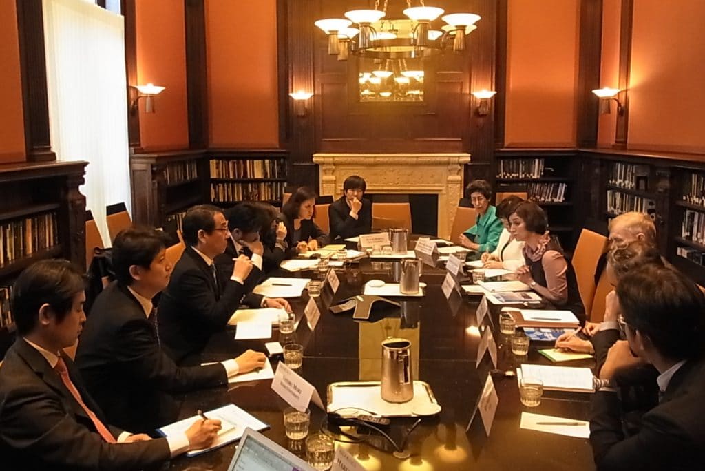 Delegation members debate China-Japan-US relations at the Brookings Institution.