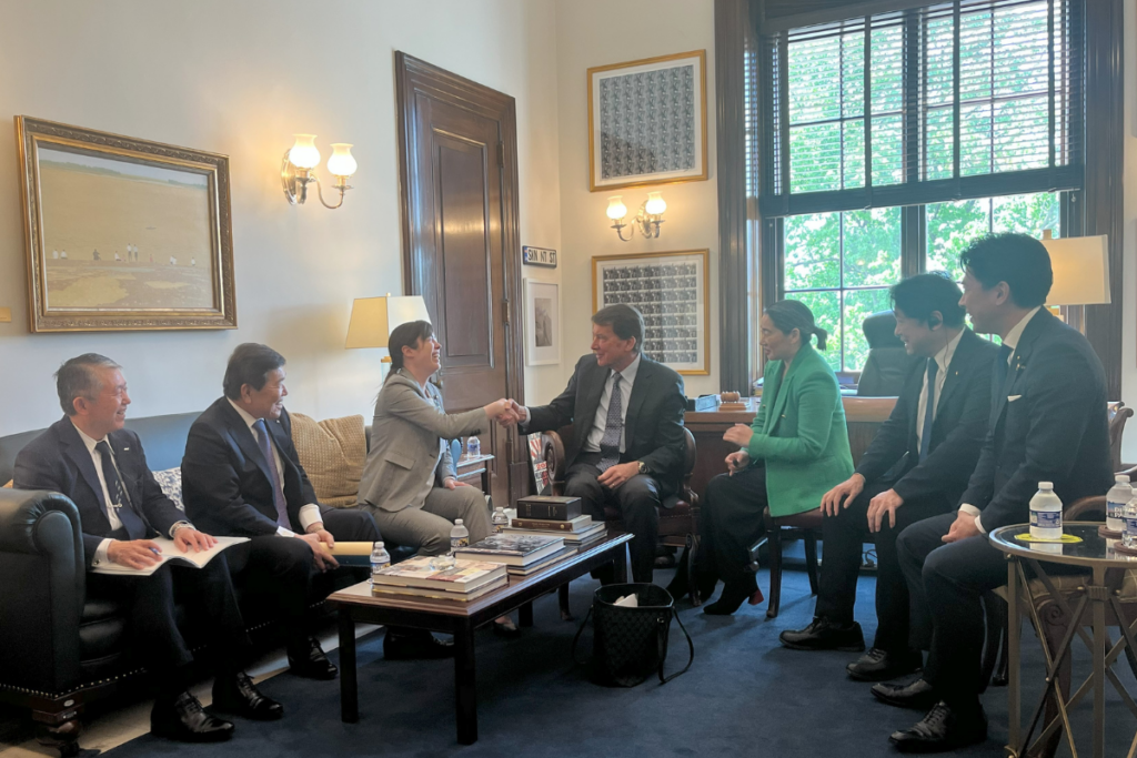 With Senator Bill Haggerty (R-TN), former US Ambassador to Japan (2017-2019). The delegation congratulated the Senator who was confirmed to receive a Grand Gordon of the Order of the Rising Sun from the Government of Japan on the day before