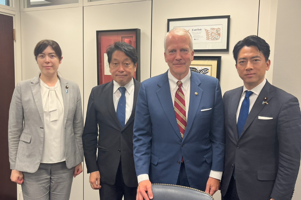 With Senator Dan Sullivan (R-AL), who is also Chairman of the International Republican Institute (IRI)