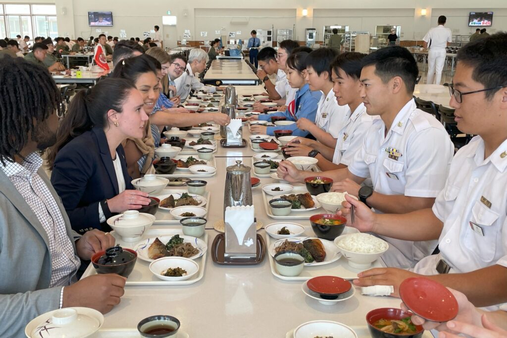 Sharing Lunch with a group of cadets at the National Defense Academy