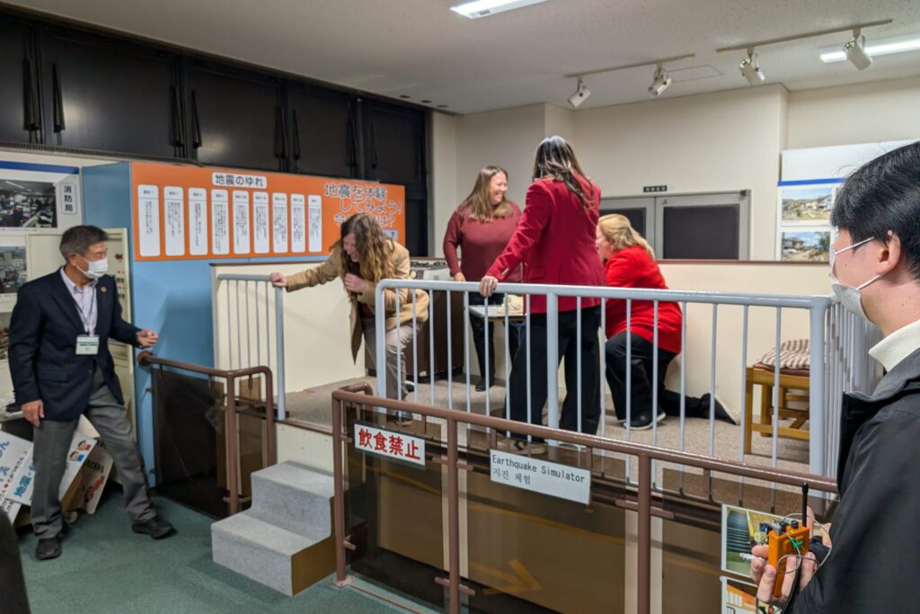 Experiencing an earthquake simulation at the disaster prevention center