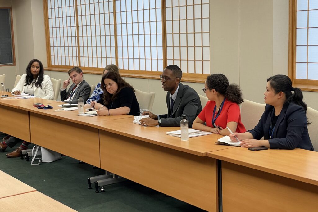Participating in a policy discussion on US-Japan relations